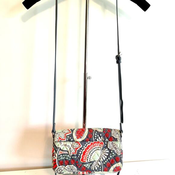 Vera Bradley Flap Zipper Closure Wallet Purse Crossbody Blue/Gray Timeless - Picture 2 of 11